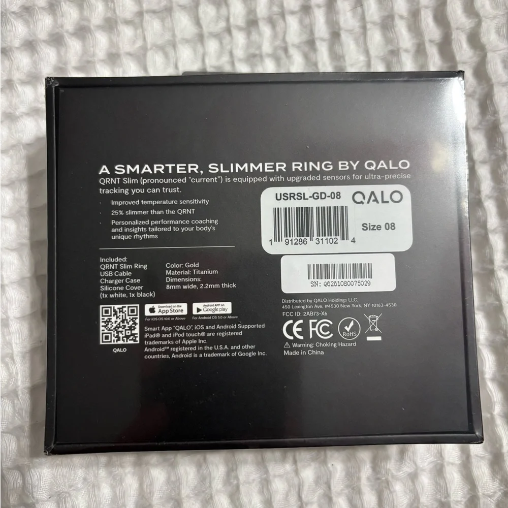 QALO QRNT Slim Gold Size 8 Smart Ring